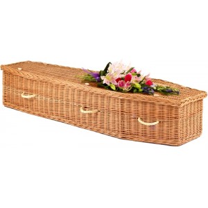 Autumn Gold Natural Buff Imperial Elite Wicker / Willow (Traditional) Coffin – For Burial or Cremation